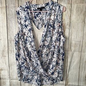 Nine West Blue and White Sleeveless Blouse